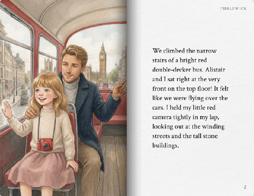 A family riding a red double-decker bus in London
