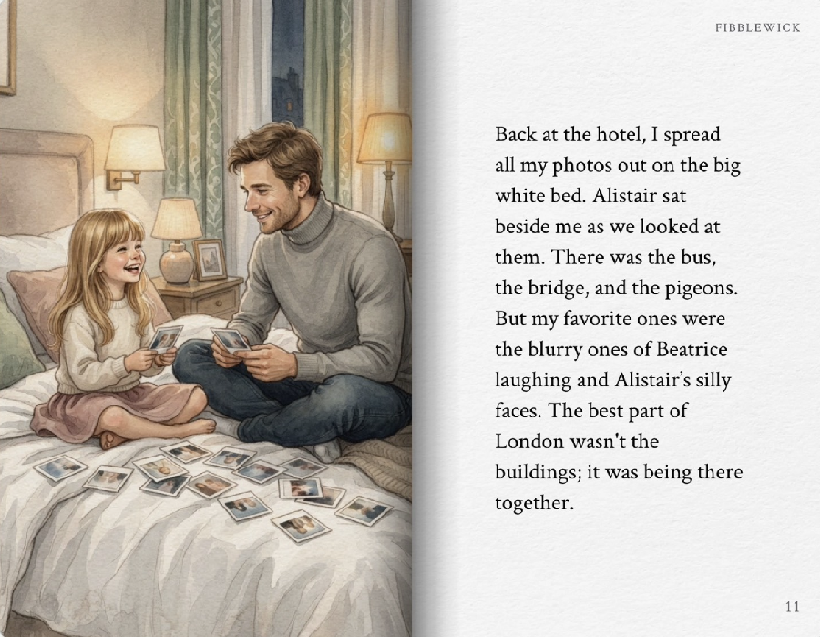 A family looking through photographs together